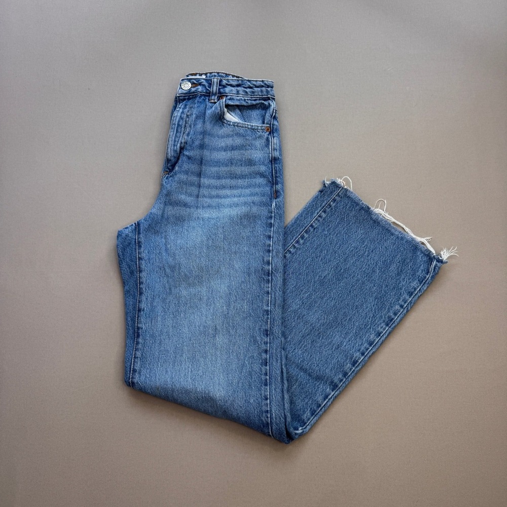 Garage Denim Women Blue Wide Leg High Rise Raw Hem Jeans Size 03 26